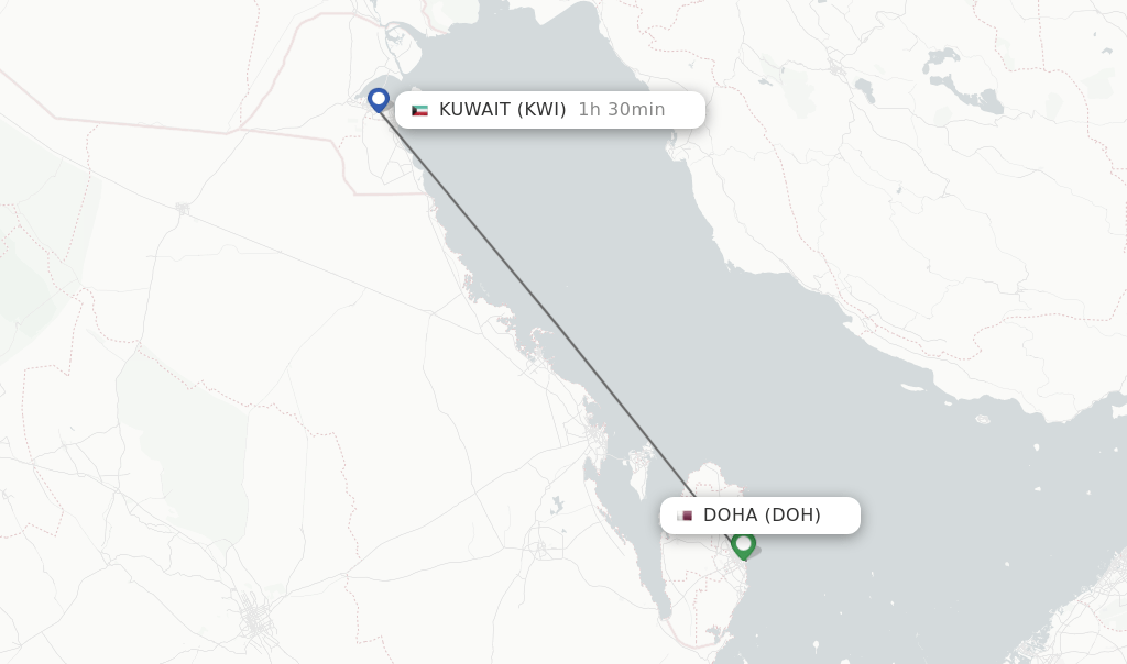 Direct (nonstop) flights from Doha to Kuwait schedules