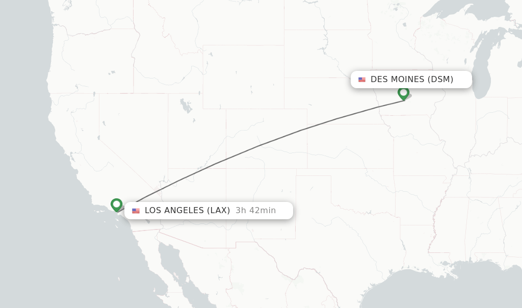 Direct (nonstop) flights from Des Moines to Los Angeles schedules