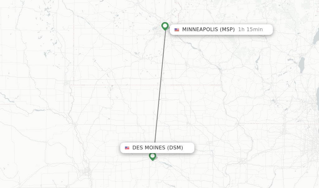 Direct (nonstop) flights from Des Moines to Minneapolis schedules