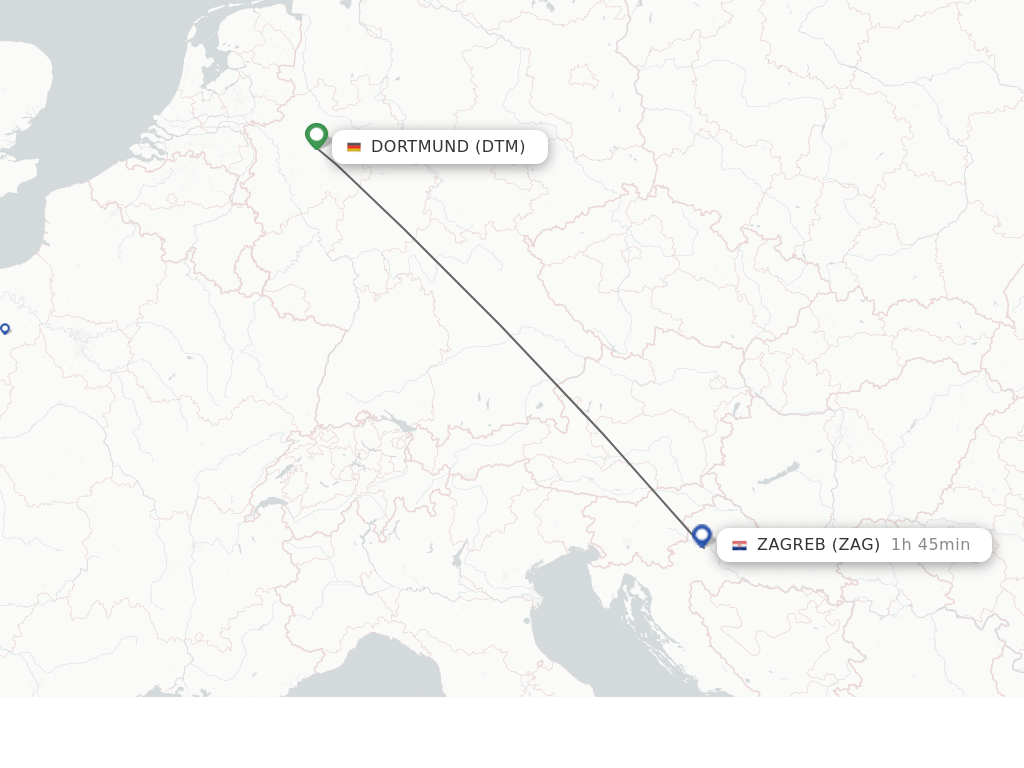 Direct (nonstop) flights from Dortmund to Zagreb schedules