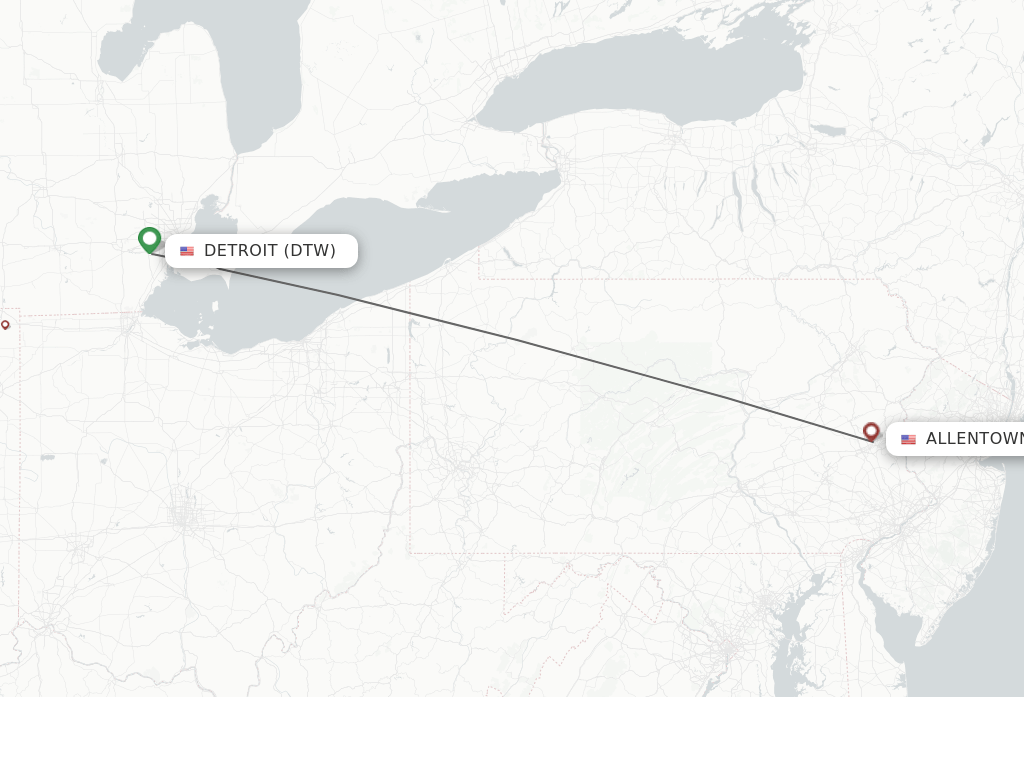Direct (nonstop) flights from Detroit to Allentown schedules