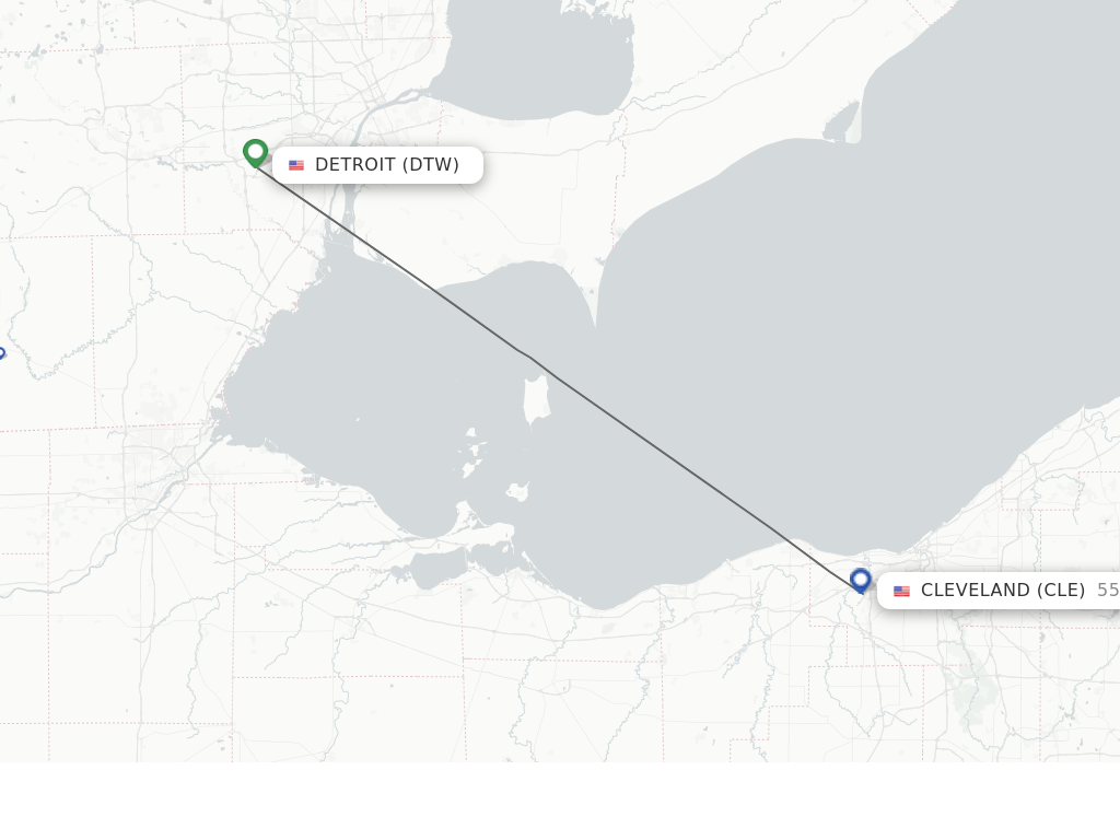 Direct (nonstop) flights from Detroit to Cleveland schedules