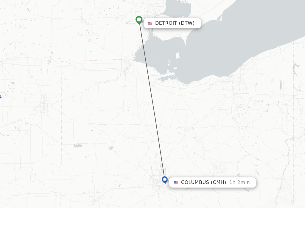 Direct (nonstop) flights from Detroit to Columbus schedules