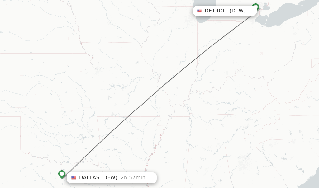 Direct (nonstop) flights from Detroit to Dallas schedules