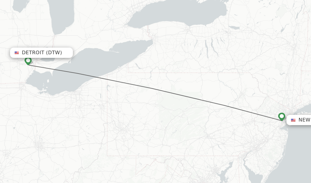Direct (nonstop) flights from Detroit to New York schedules