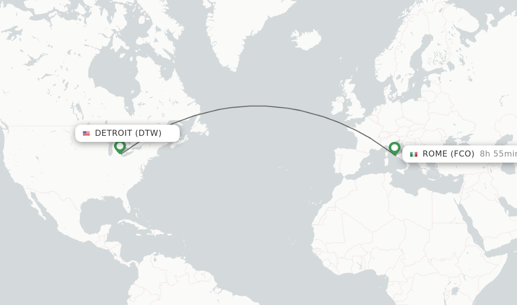 Direct (nonstop) flights from Detroit to Rome schedules