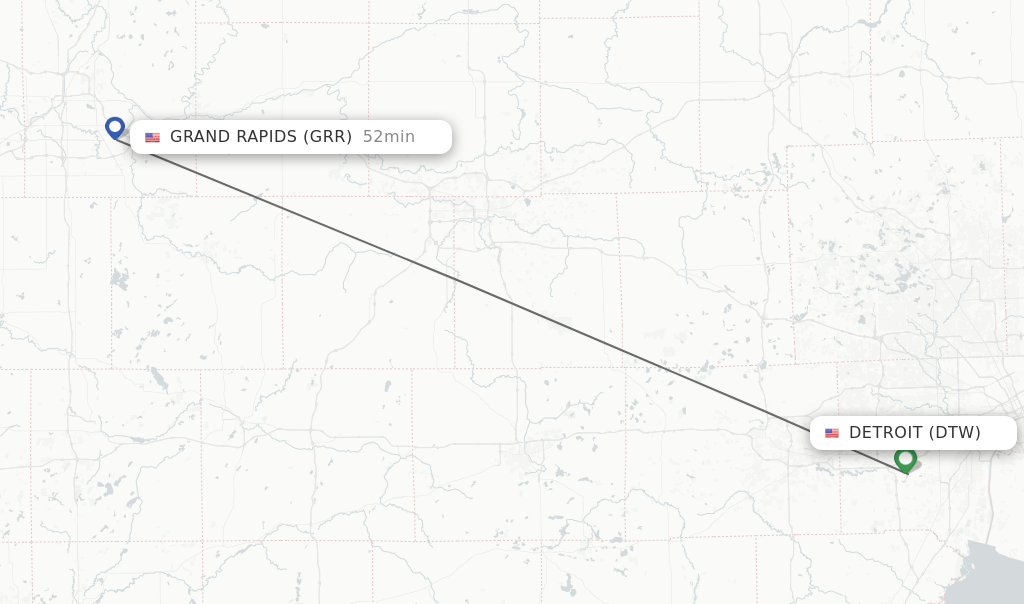 Direct (nonstop) flights from Detroit to Grand Rapids schedules