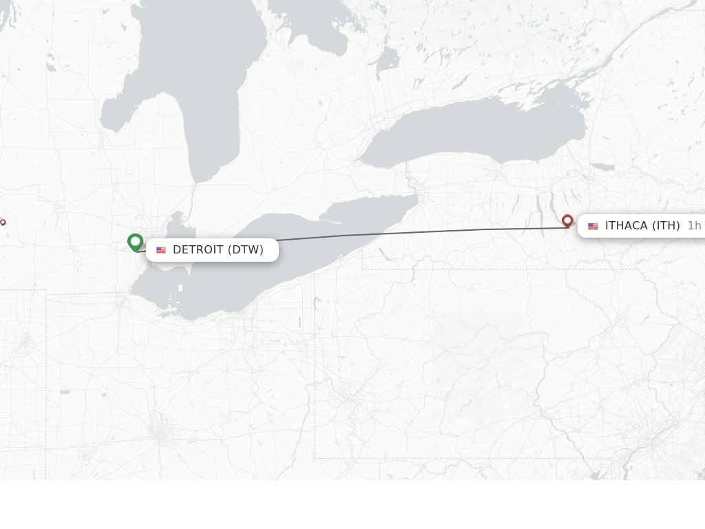 Direct (nonstop) flights from Detroit to Ithaca schedules