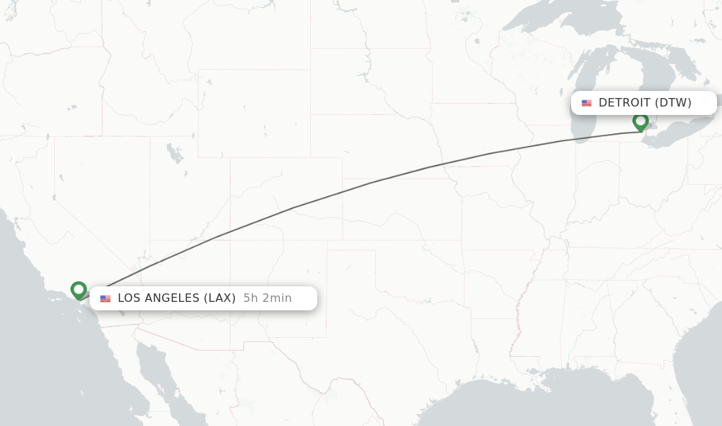 Direct (nonstop) flights from Detroit to Los Angeles schedules