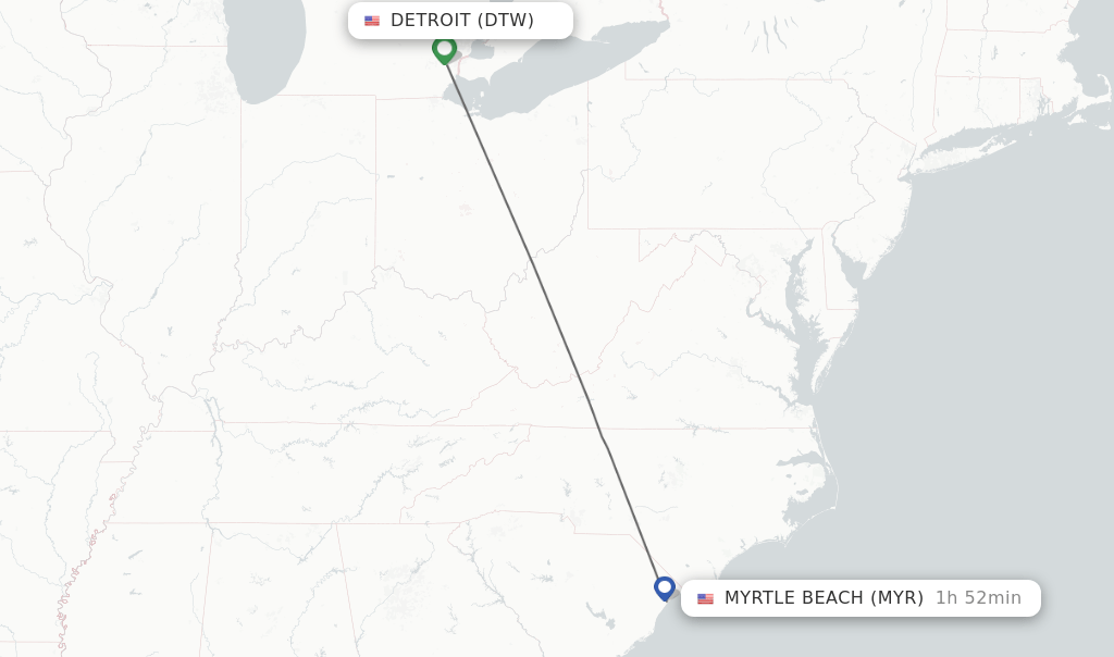 Direct (nonstop) flights from Detroit to Myrtle Beach schedules