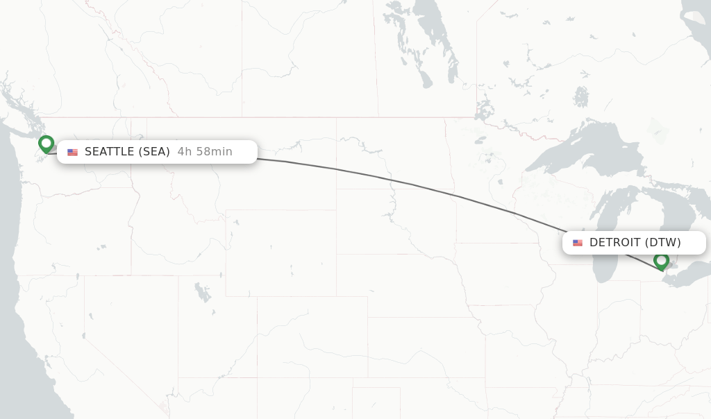 Direct (nonstop) flights from Detroit to Seattle schedules