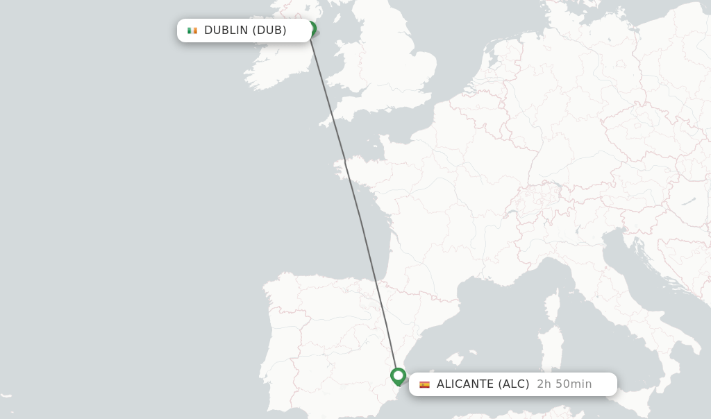 Direct (nonstop) flights from Dublin to Alicante schedules