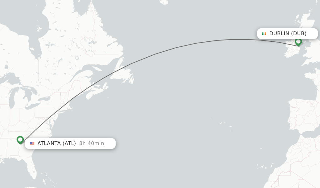 Direct (nonstop) flights from Dublin to Atlanta schedules