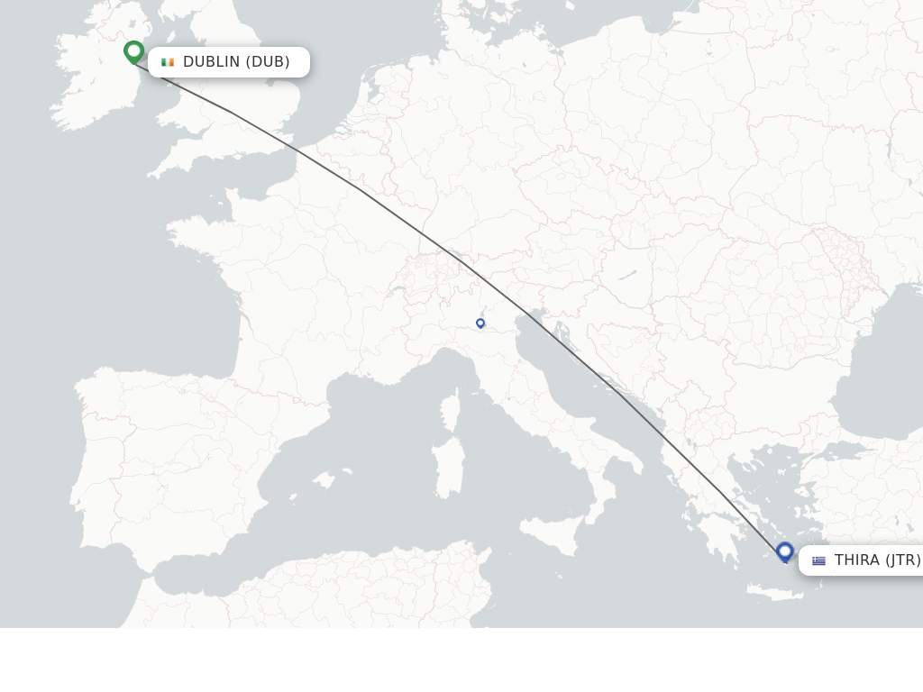 Direct (nonstop) flights from Dublin to Thira schedules
