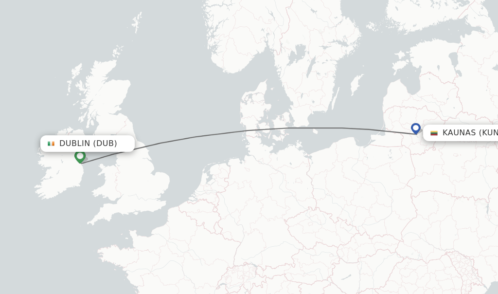 Direct (nonstop) flights from Dublin to Kaunas schedules