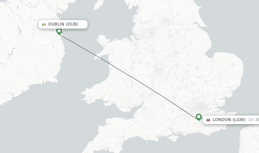 Direct (nonstop) flights from Dublin to London schedules