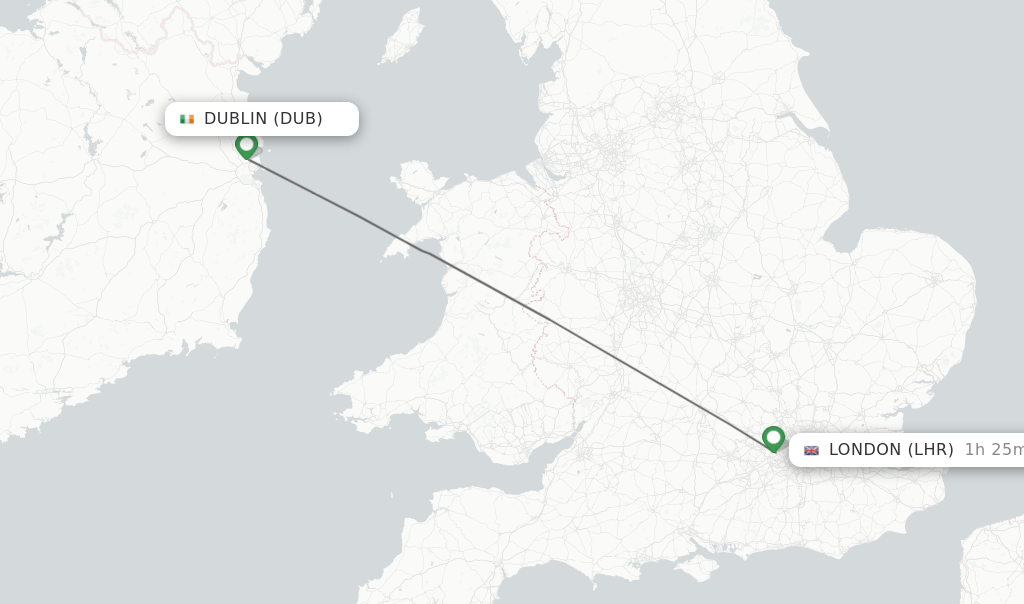 Direct (nonstop) flights from Dublin to London schedules