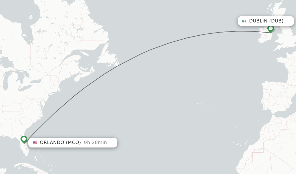 Direct (nonstop) flights from Dublin to Orlando schedules