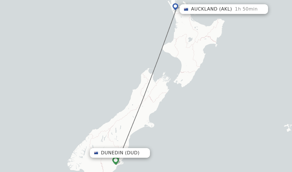 Direct (nonstop) flights from Dunedin to Auckland schedules