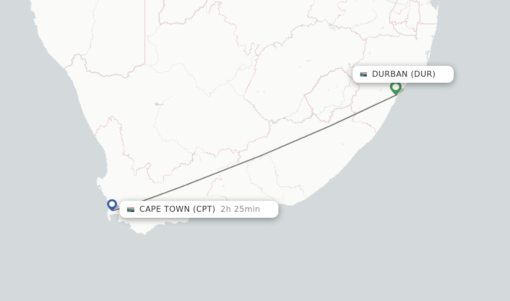 Direct (nonstop) flights from Durban to Cape Town schedules