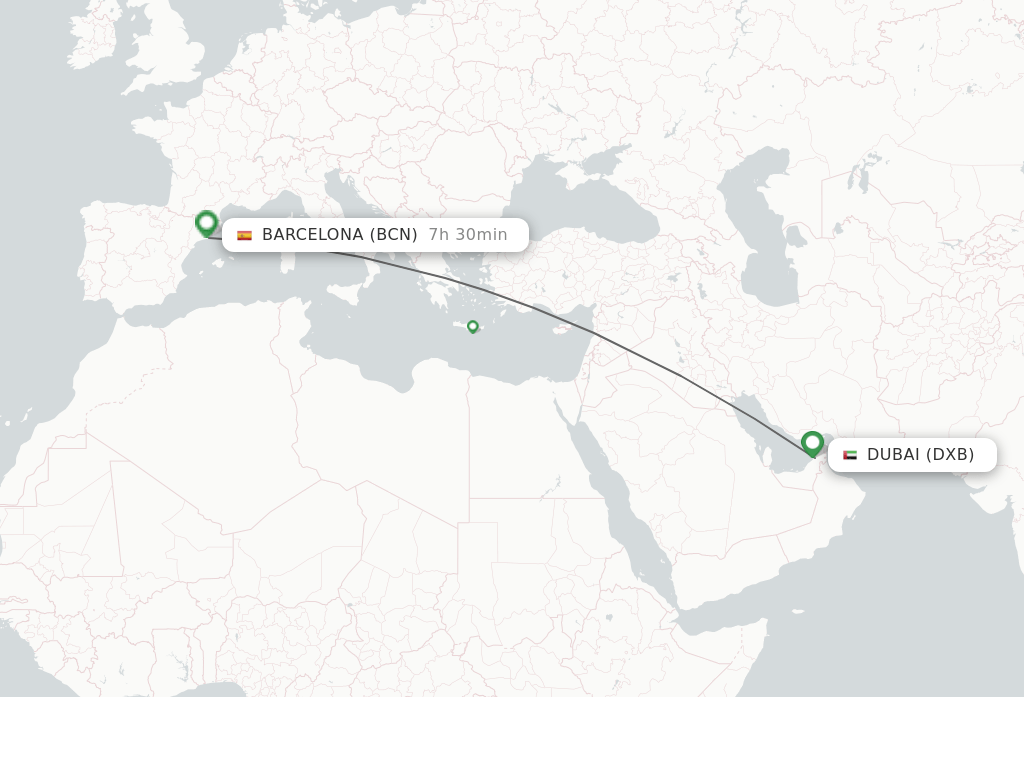 Direct (nonstop) flights from Dubai to Barcelona schedules