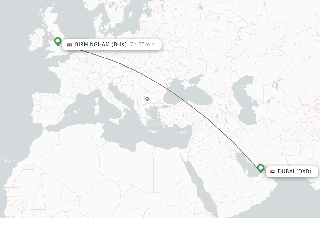 Direct (nonstop) flights from Dubai to Birmingham schedules