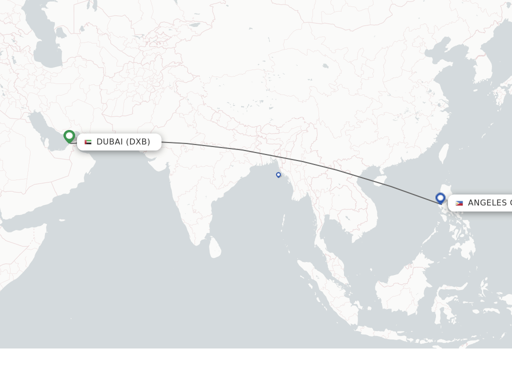 Direct (nonstop) flights from Dubai to Angeles schedules