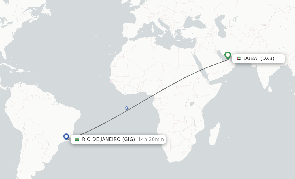 Direct (nonstop) flights from Dubai to Rio De Janeiro schedules