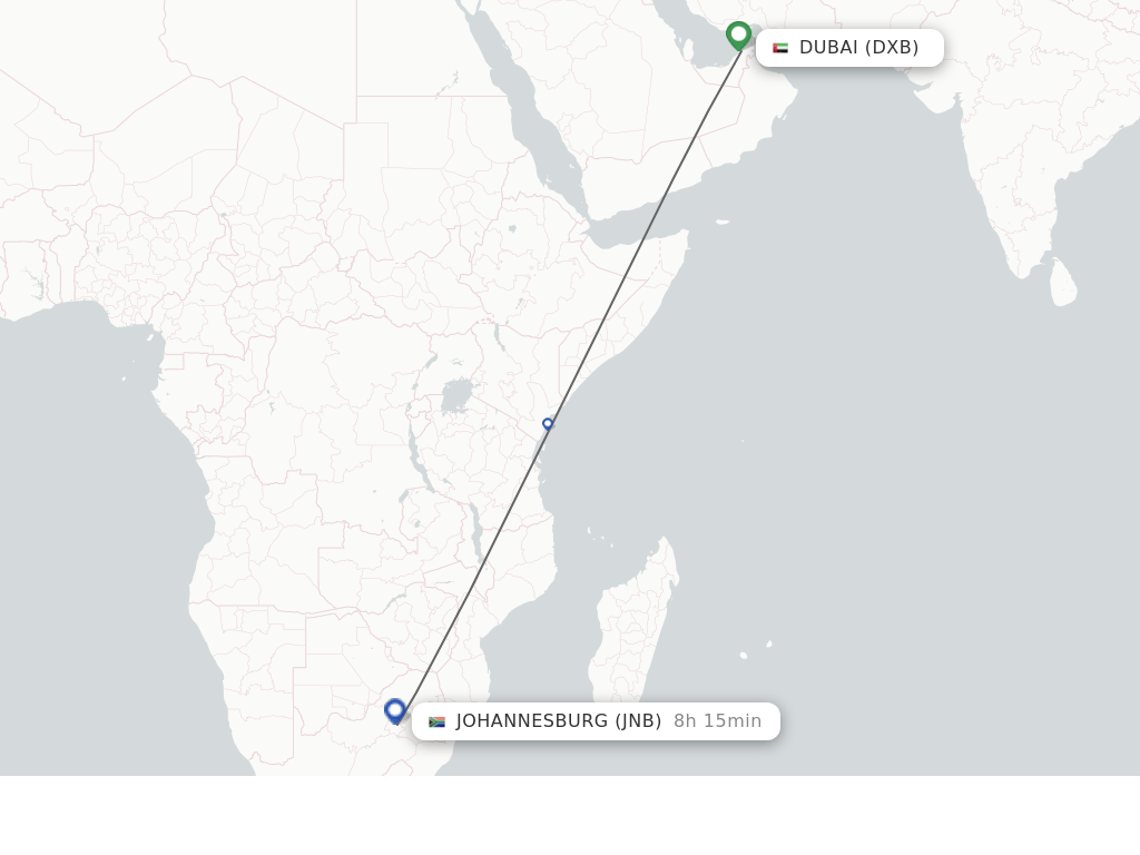 Direct (nonstop) flights from Dubai to Johannesburg schedules