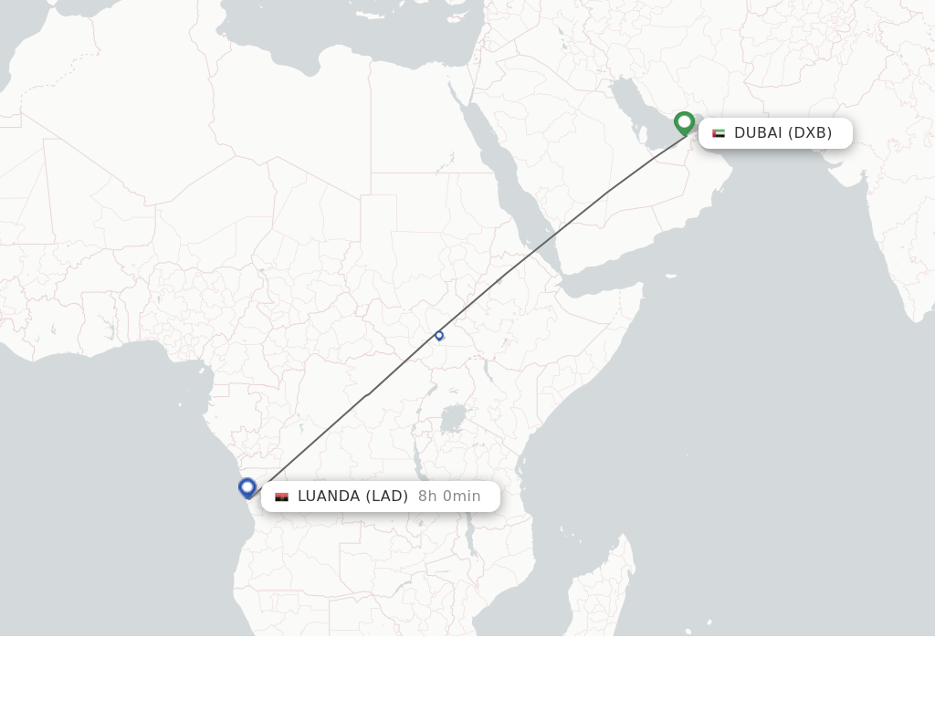 Direct (nonstop) flights from Dubai to Luanda schedules