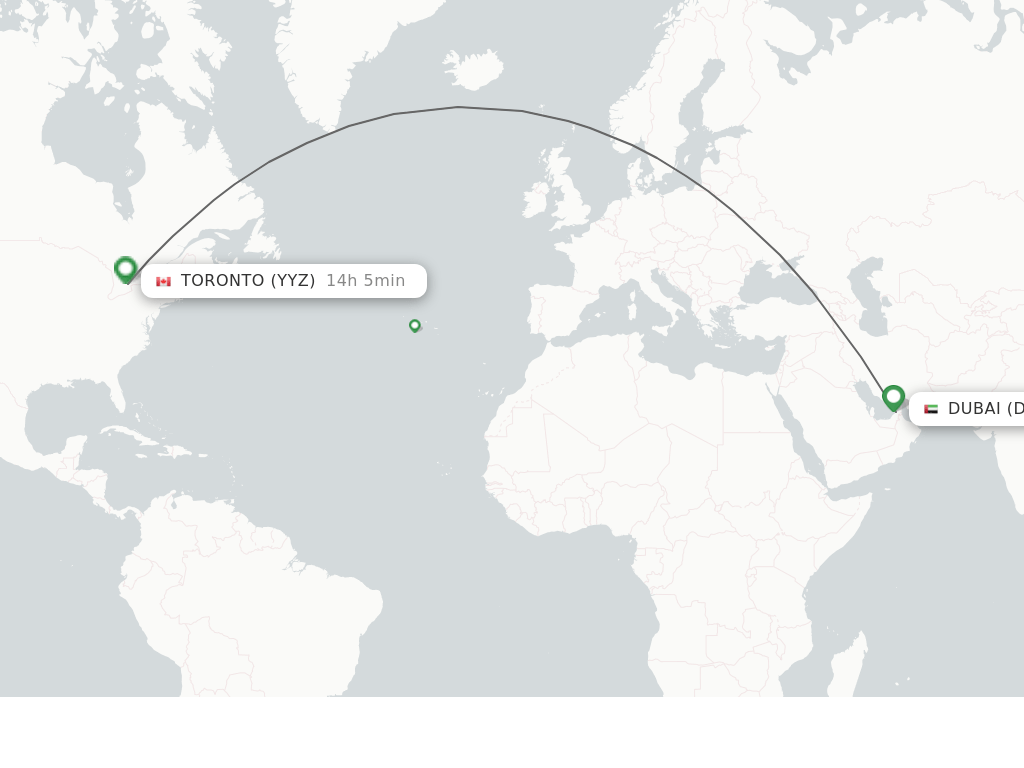 Direct (nonstop) flights from Dubai to Toronto schedules