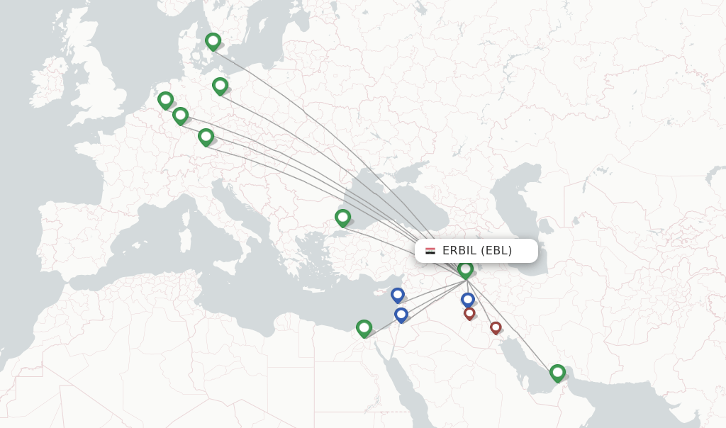 Iraqi Airways flights from Erbil, EBL