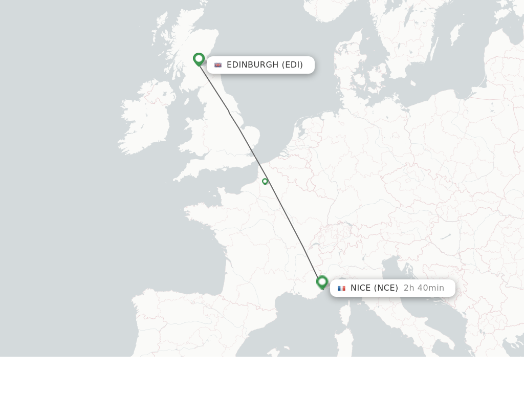 Direct (nonstop) flights from Edinburgh to Nice schedules