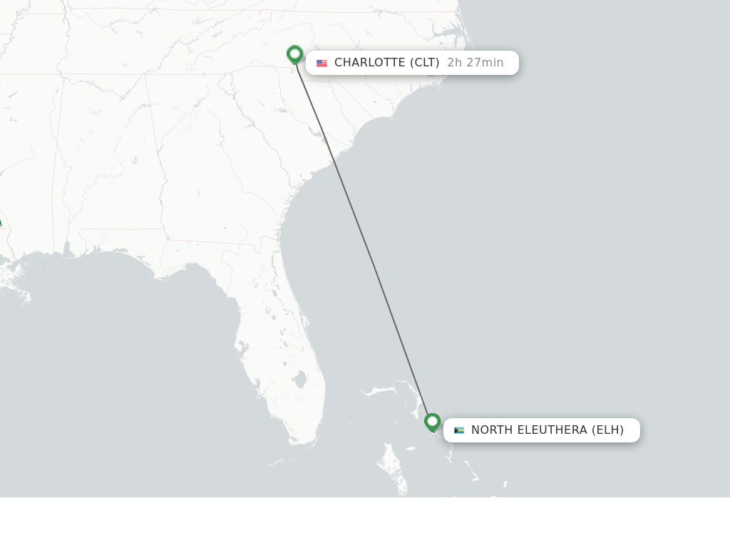 Direct (nonstop) flights from North Eleuthera to Charlotte schedules