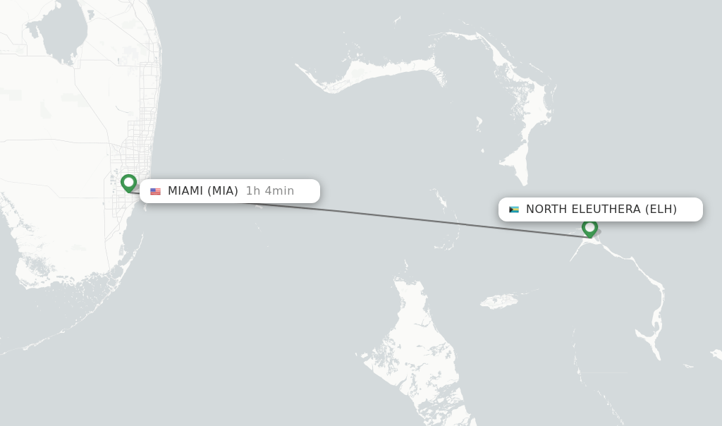 Direct (nonstop) flights from North Eleuthera to Miami schedules