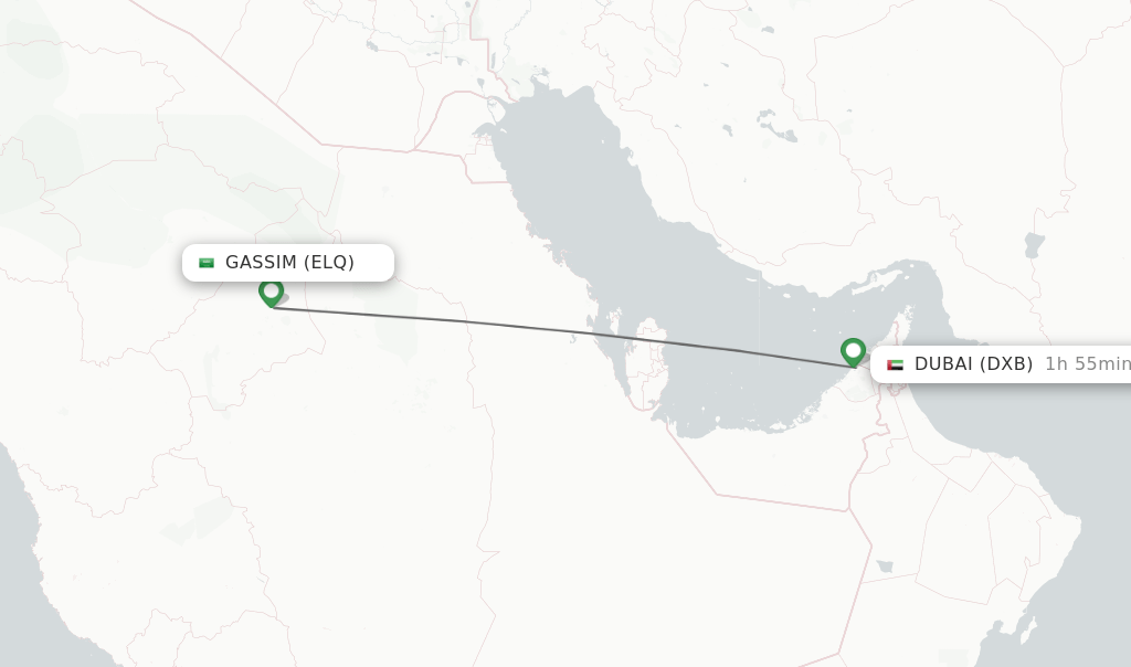 Direct (nonstop) flights from Gassim to Dubai schedules