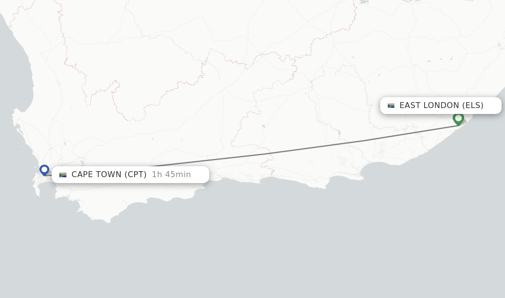 Direct (nonstop) flights from East London to Cape Town schedules