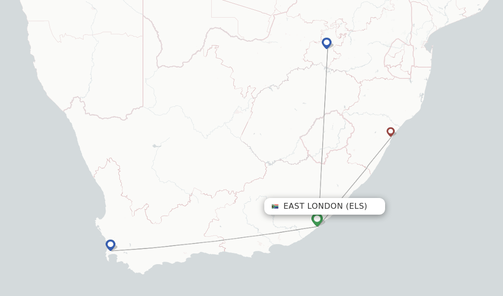 Direct (nonstop) flights from East London to Durban schedules