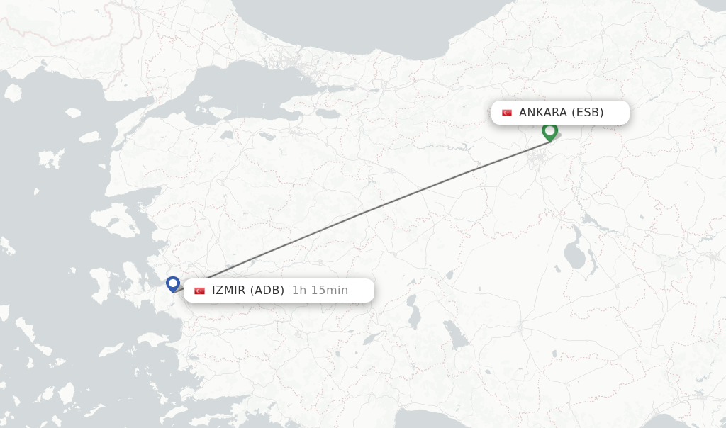 Direct (nonstop) flights from Ankara to Izmir schedules