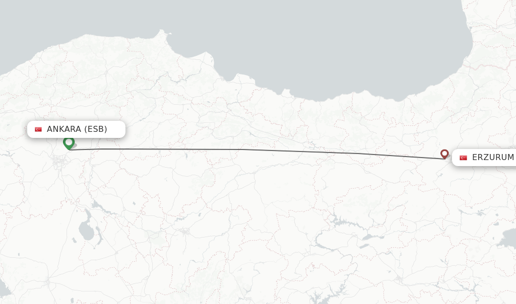Direct (nonstop) flights from Ankara to Erzurum schedules