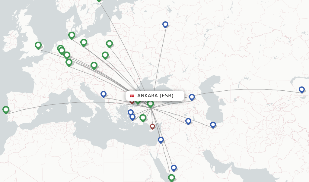 Pegasus flights from Ankara, ESB