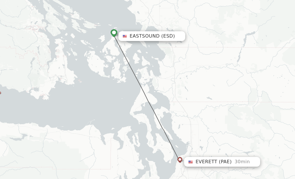 Direct (nonstop) flights from Eastsound to Everett schedules