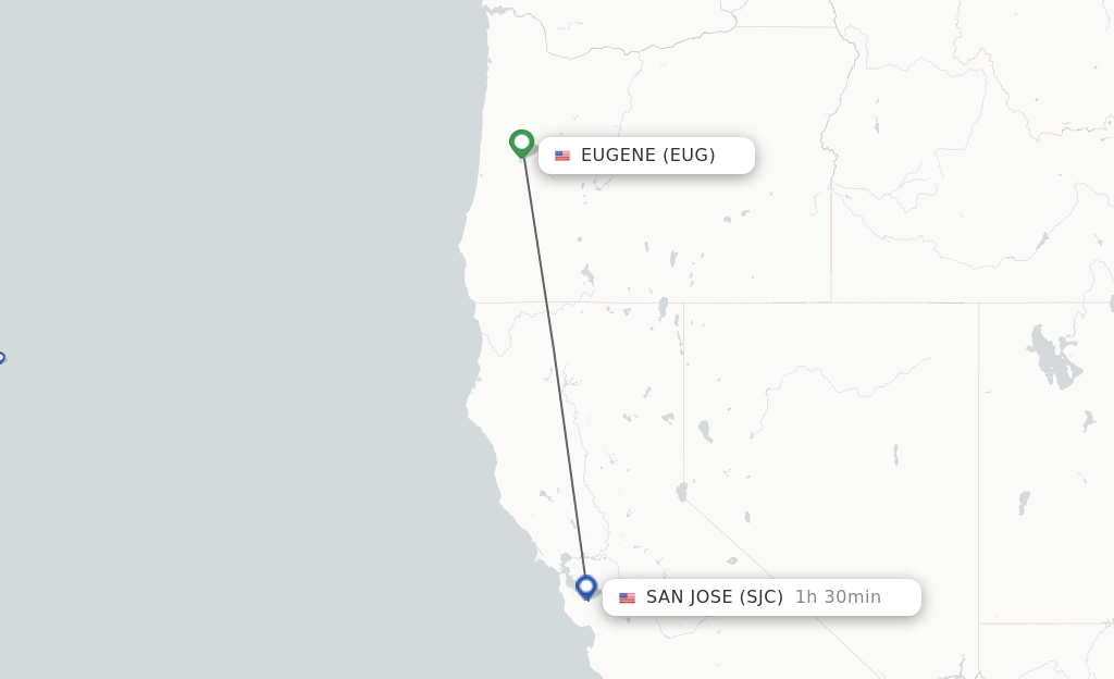 Direct (nonstop) flights from Eugene to San Jose schedules