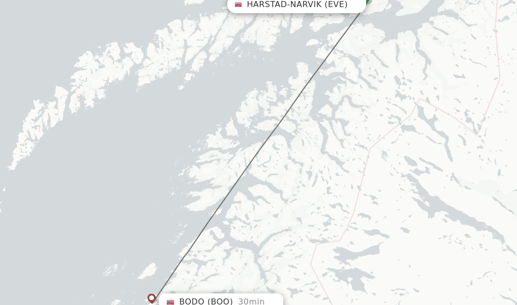Direct (nonstop) flights from HarstadNarvik to Bodo schedules