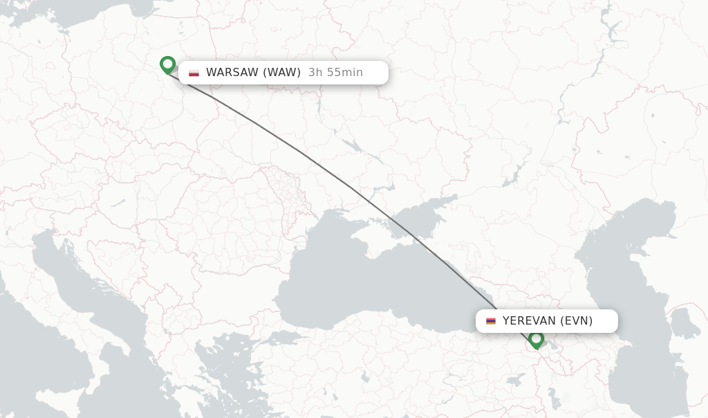 Direct (nonstop) flights from Yerevan to Warsaw schedules
