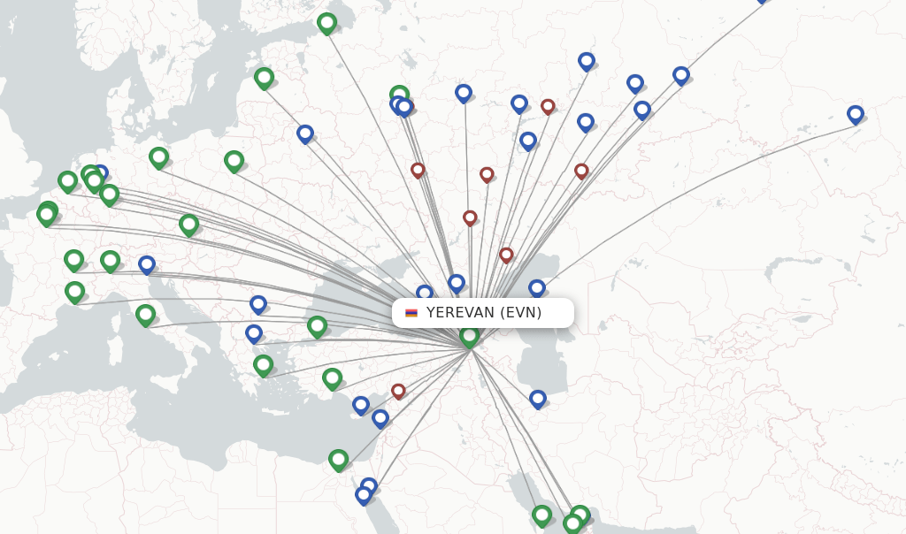 Airways flights from Yerevan, EVN
