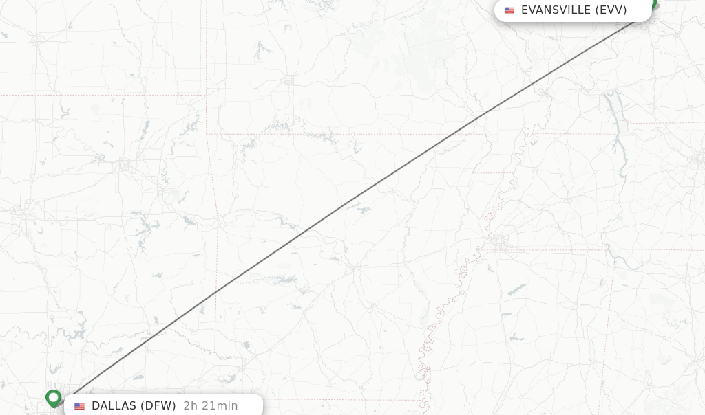 Direct (nonstop) flights from Evansville to Dallas schedules