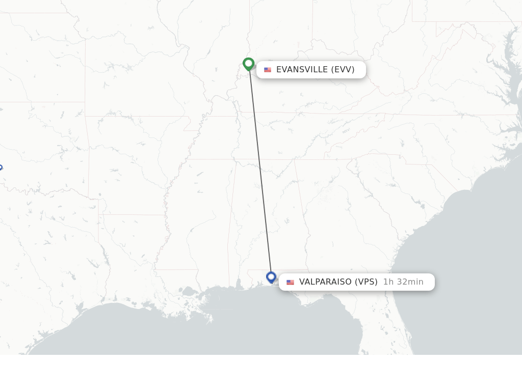 Direct (nonstop) flights from Evansville to Fort Walton Beach