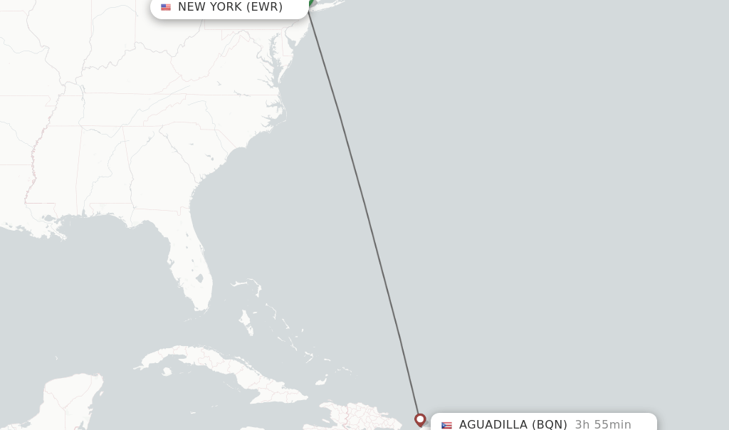 Direct (nonstop) flights from New York to Aguadilla schedules