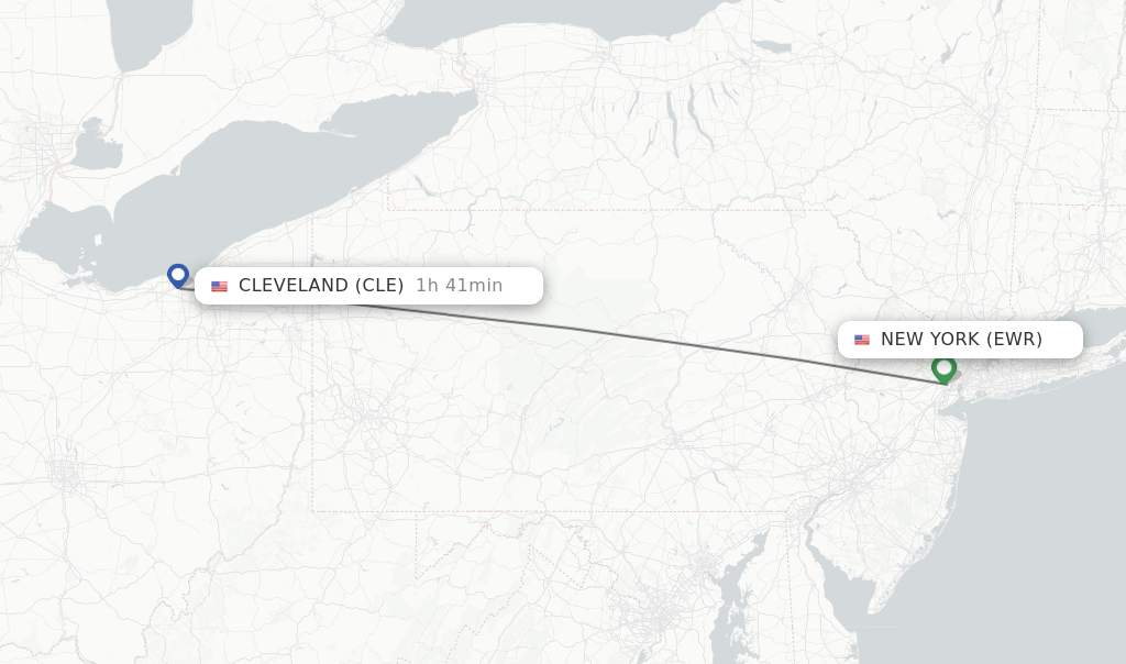 Direct (nonstop) flights from New York to Cleveland schedules